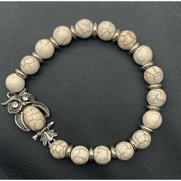 Boho Owl Rhinestone Accent Stretch Bracelet Jewelry - Picture 2 of 6